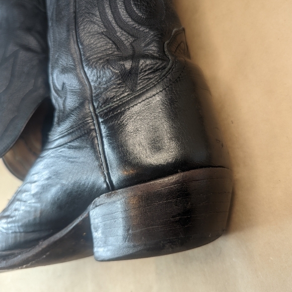 Lucchese Boots men's size 9D black leather classic Western cowboy boots. Great c - Picture 10 of 13